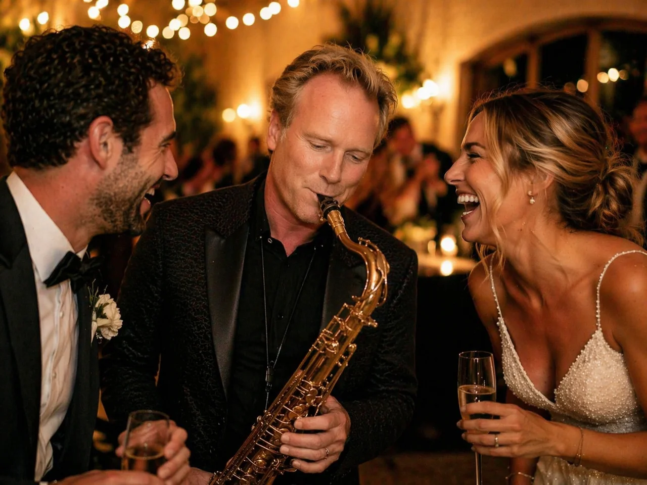 Wedding DJ with live saxophone performance